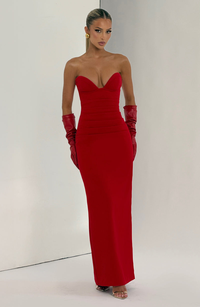 Buy Red Maxi Dress - Lindsey Maxi Dress - Babyboo Fashion