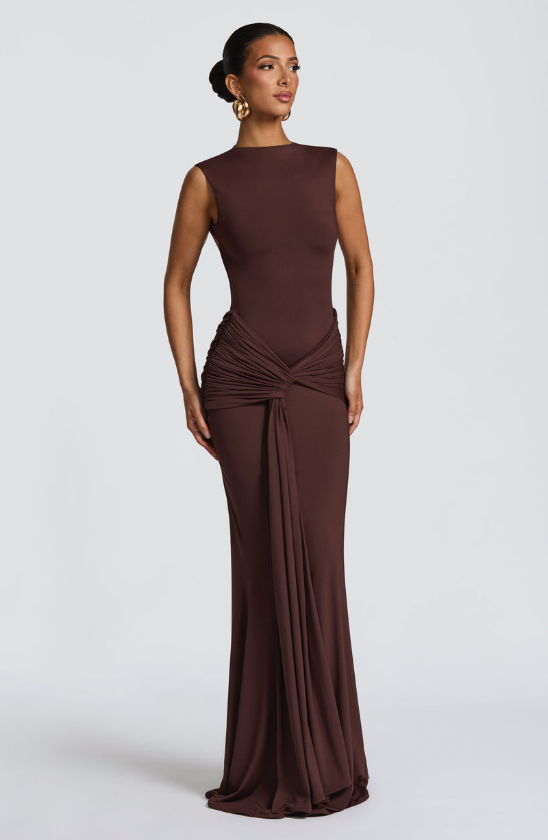Shop the Lorenza Maxi Dress - Plum Brown