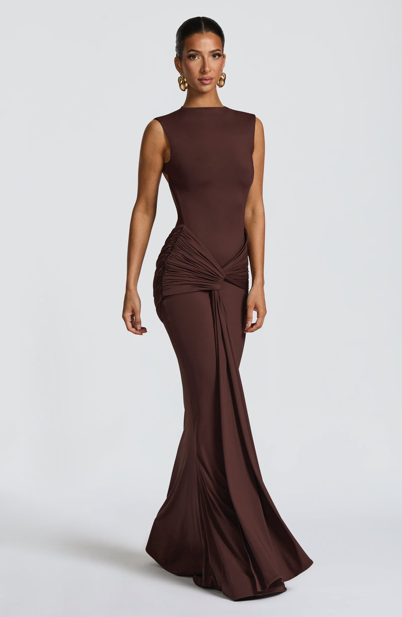 Shop the Lorenza Maxi Dress - Plum Brown