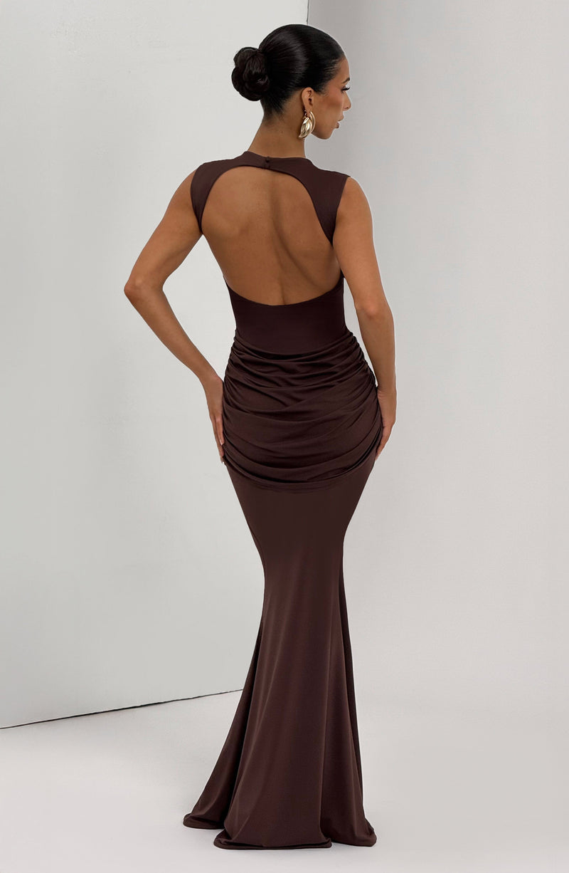 Shop the Lorenza Maxi Dress - Plum Brown