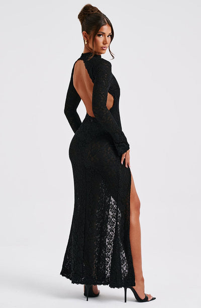 Chic Black Sequins Backless Party Gown Long Split Prom Party Gowns –  Ballbella