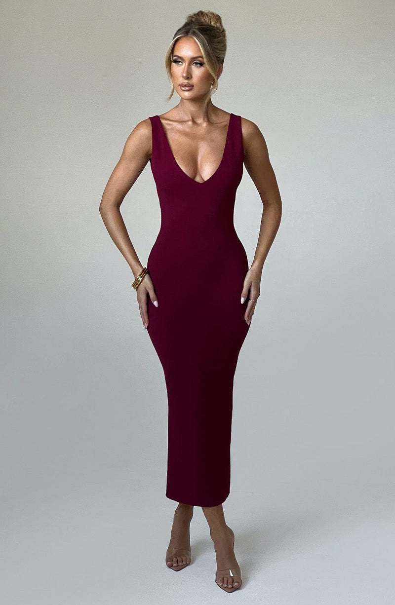 burgundy satin lucinda midi dress Lucinda Midi Dress