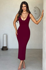 Lucinda Midi Dress - Burgundy Dress XS Babyboo Fashion Premium Exclusive Design