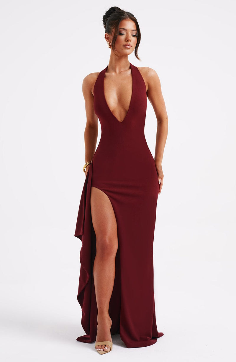 Luella Maxi Dress - Burgundy Babyboo Fashion Luella Maxi Dress - Burgundy Babyboo Fashion