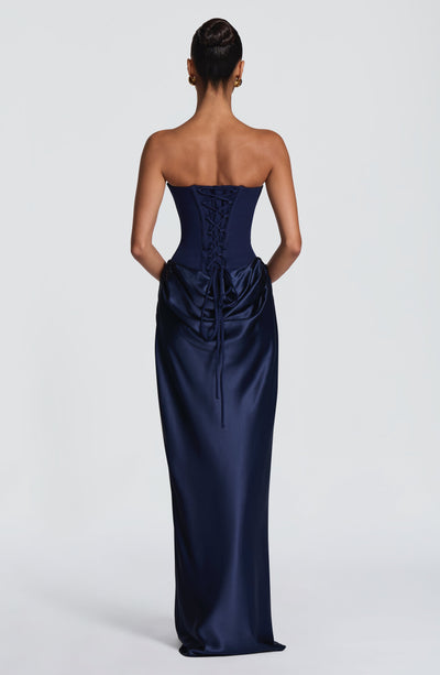Buy Navy Maxi Dress - Maggie Maxi Dress by Babyboo Fashion