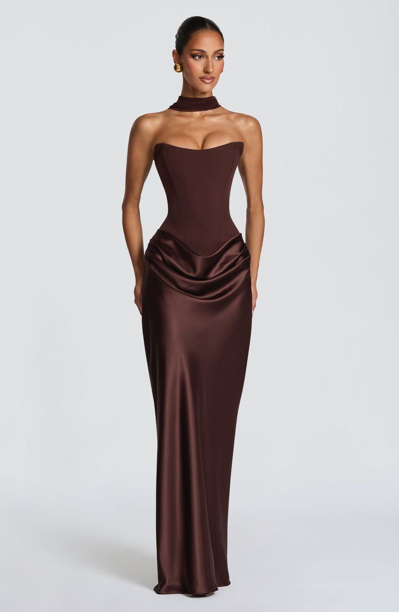 Babyboo Maggie Maxi Dress in Plum Brown Size XS