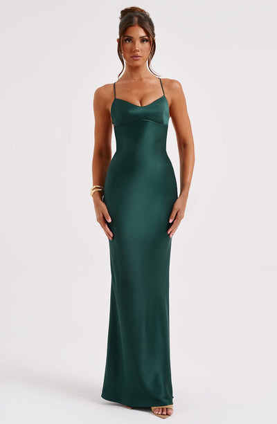 malika maxi dress emerald fitted lace wedding dress Malika Maxi Dress