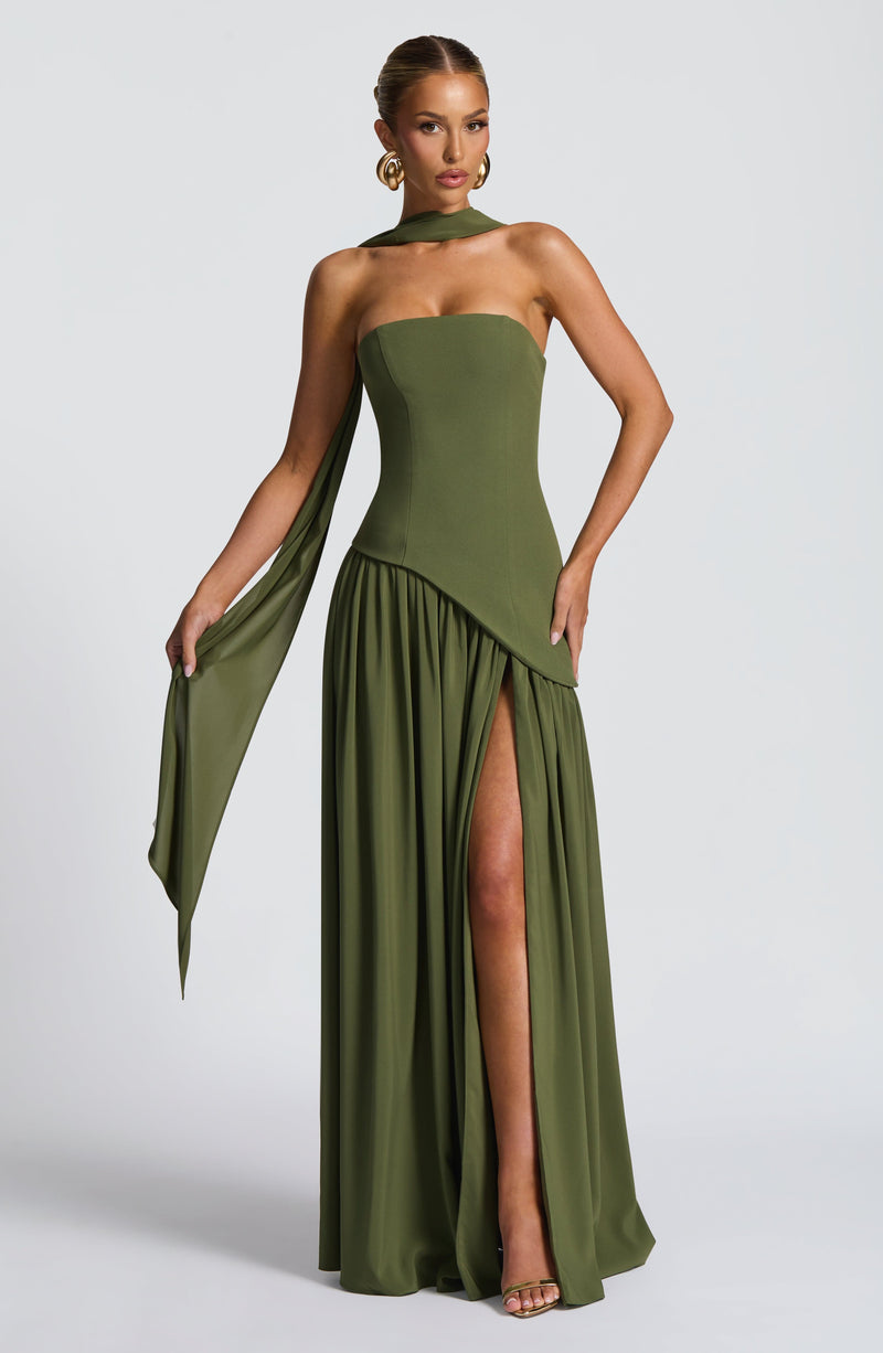 Babyboo Maliyah Maxi Dress in Khaki Size XL
