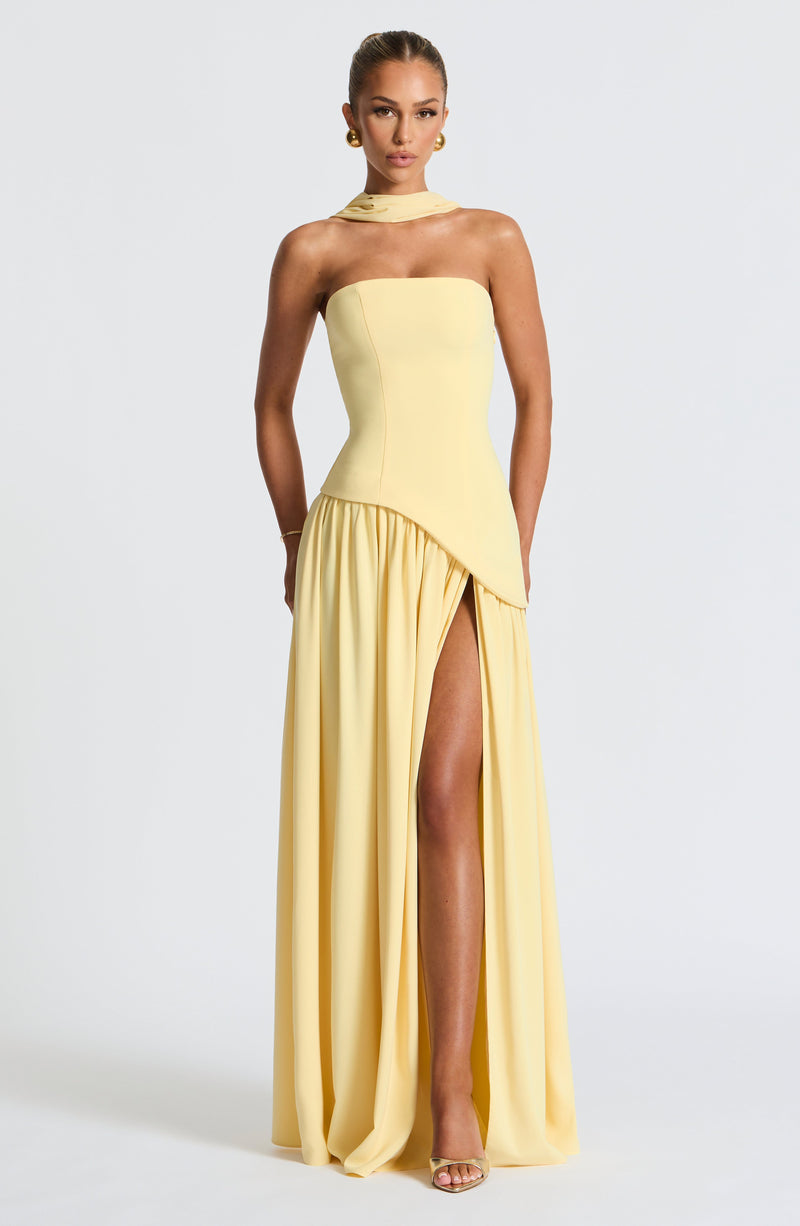 Maliyah Maxi Dress - Lemon | Yellow Maxi Dress at Babyboo Fashion Maliyah Maxi Dress - Lemon | Yellow Maxi Dress at Babyboo Fashion