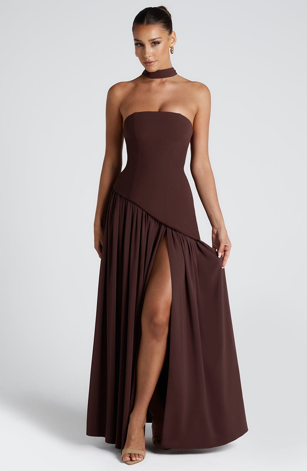 Maliyah Maxi Dress - Plum Brown main image 1