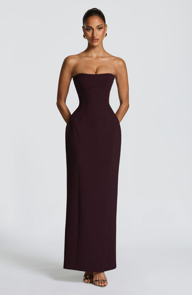 manon beige chiffon lace up dress Babyboo Maxi in Plum Size M 100% polyester