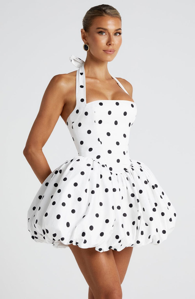 Maricia Mini Dress - Black Polka Dot Print | Babyboo Fashion Maricia Mini Dress - Black Polka Dot Print | Babyboo Fashion