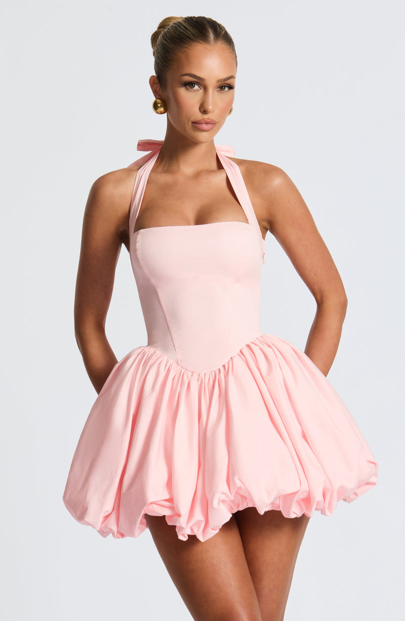 Maricia Mini Dress - Blush | Square Halter Neckline | Babyboo Fashion Maricia Mini Dress - Blush | Square Halter Neckline | Babyboo Fashion