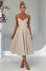 Mariella Midi Dress - Beige Dress Babyboo Fashion Premium Exclusive Design