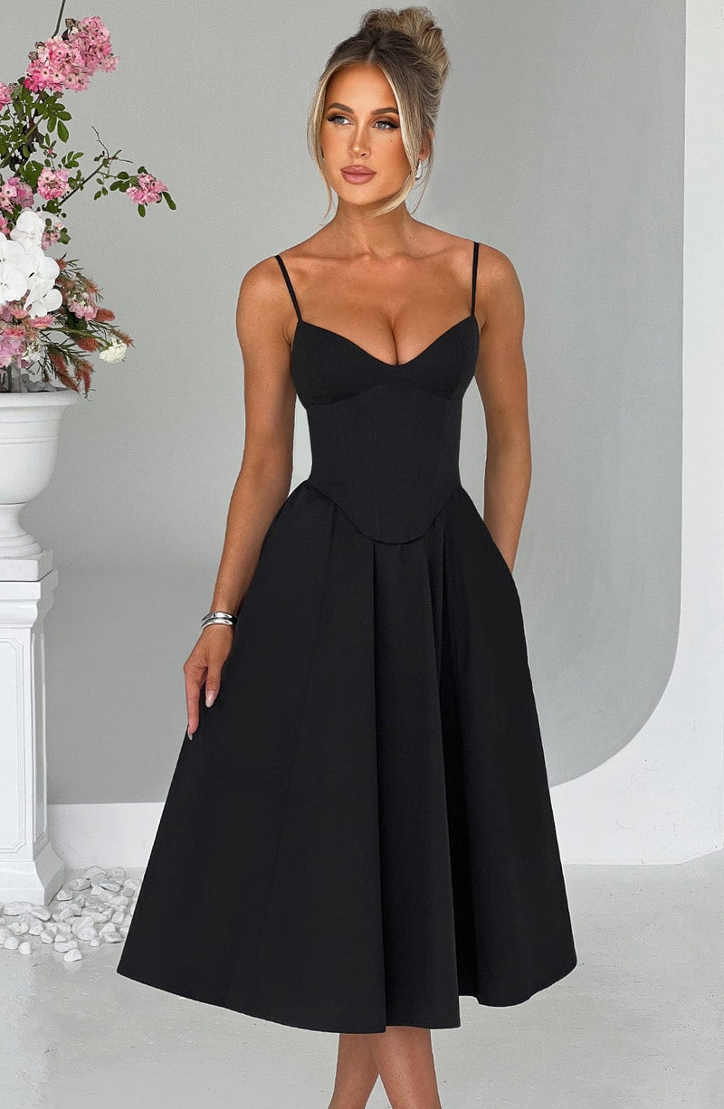 Babyboo Mariella Midi Dress in Black Size XS