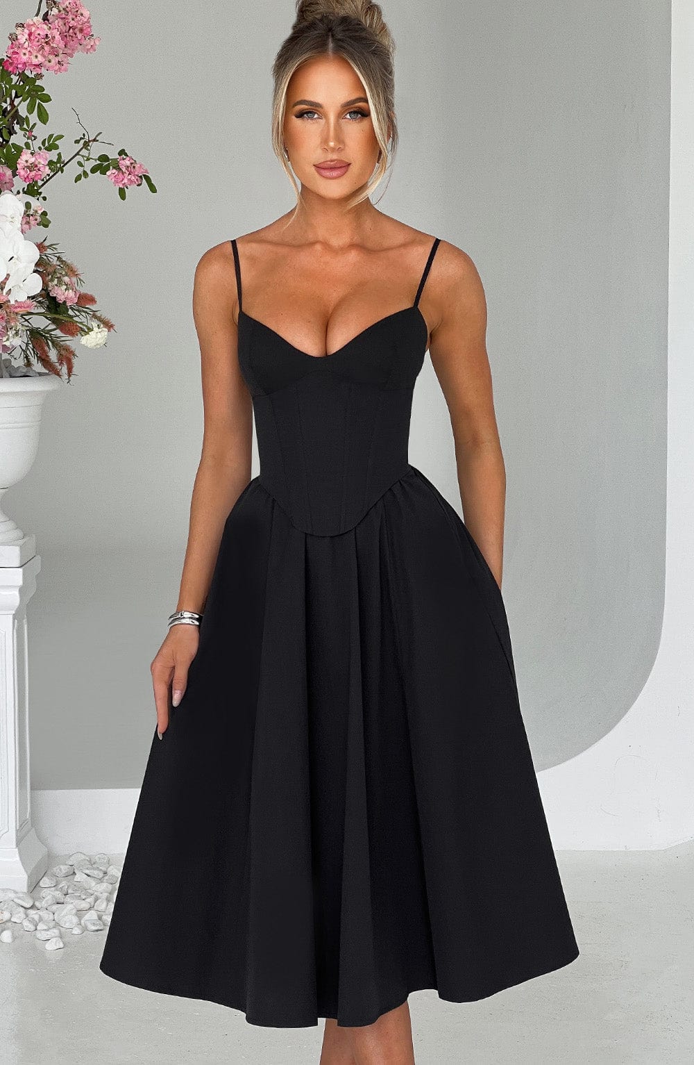Mariella Midi Dress - Black – BABYBOO