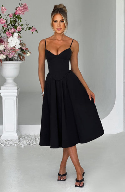Mariella Midi Dress - Black Dress S Babyboo Fashion Premium Exclusive Design