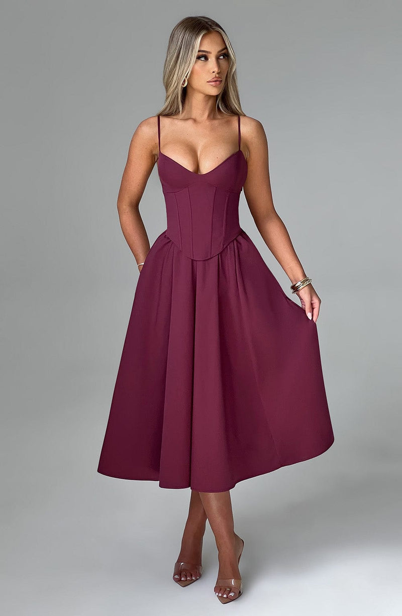 Mariella Midi Dress - Cherry Lacquer Babyboo Fashion Mariella Midi Dress - Cherry Lacquer Babyboo Fashion