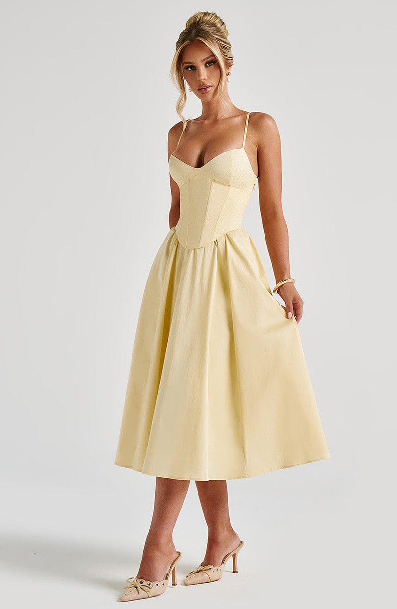 Shop the Mariella Midi Dress - Lemon | Babyboo Fashion Shop the Mariella Midi Dress - Lemon | Babyboo Fashion