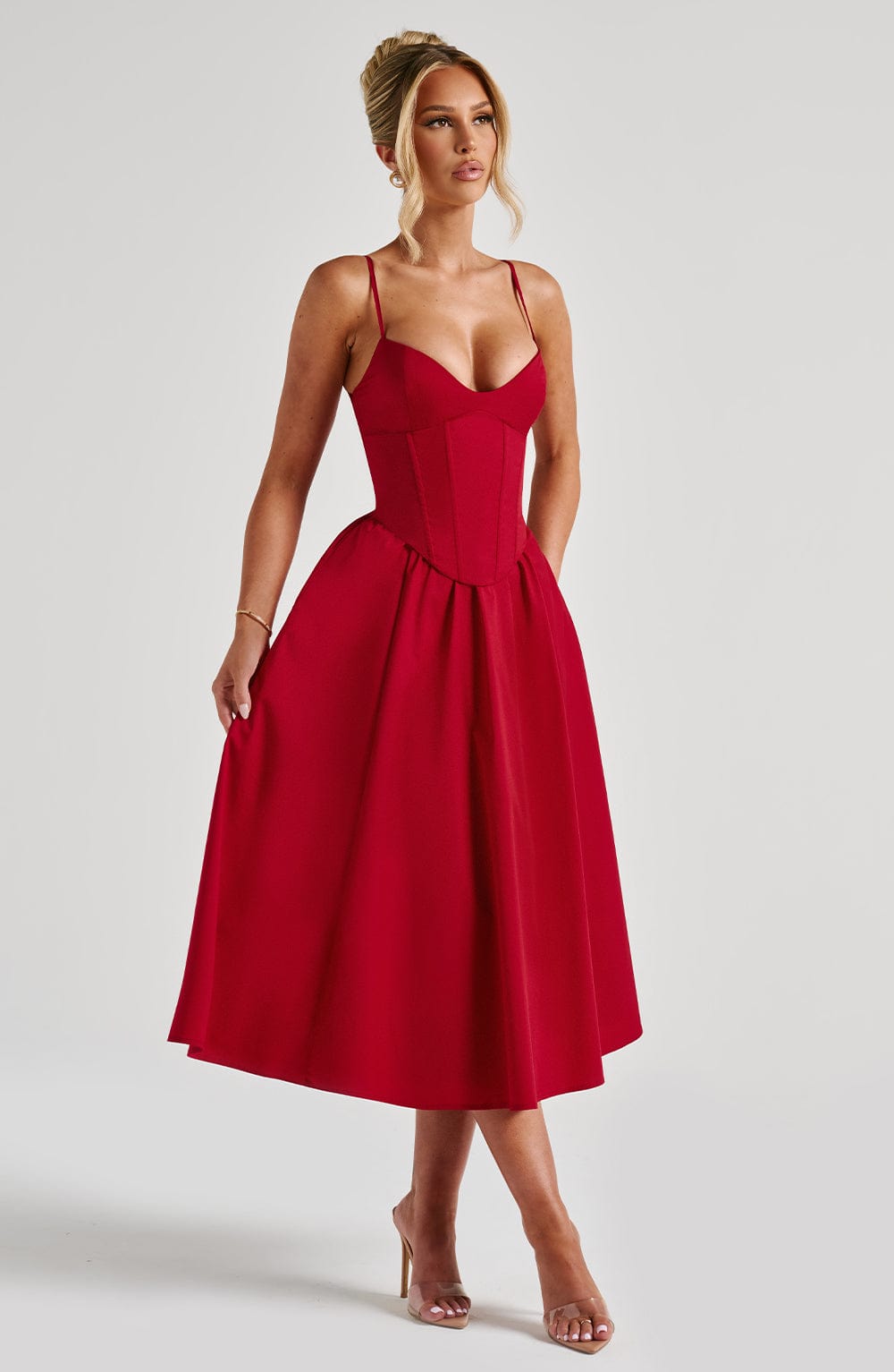 Luxury Red Midi Dress