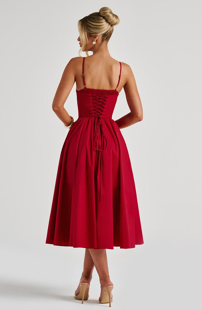 Luxury Red Midi Dress | Mariella Midi Dress | Babyboo Fashion Luxury Red Midi Dress | Mariella Midi Dress | Babyboo Fashion