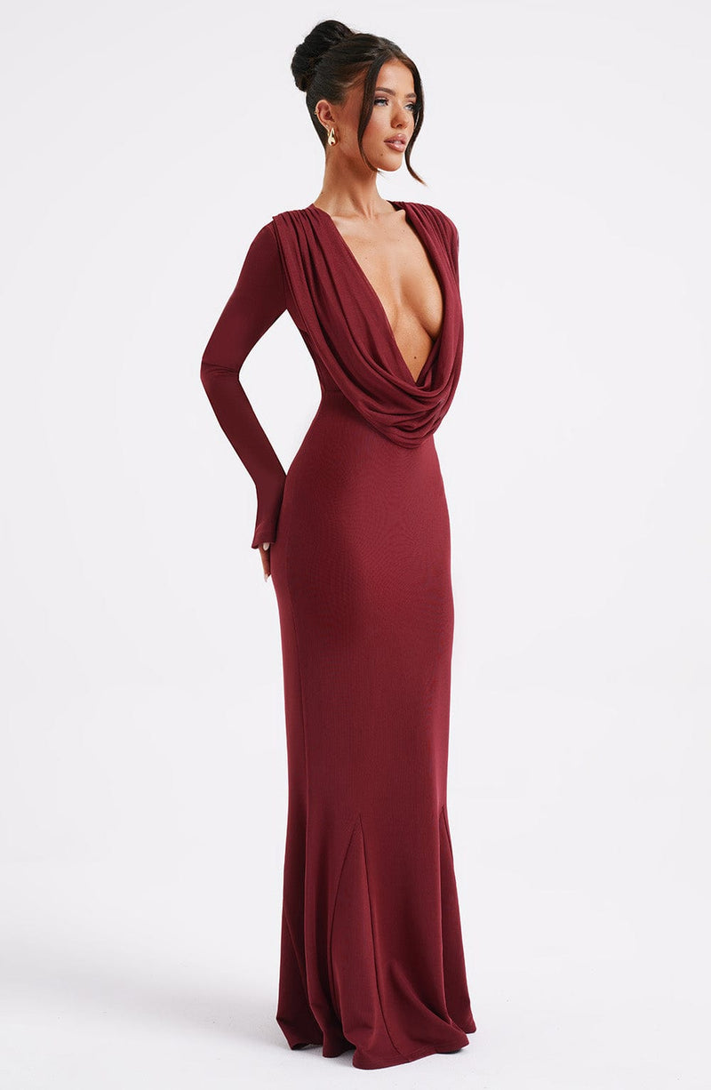 Martina Maxi Dress - Burgundy Dress Babyboo Fashion Premium Exclusive Design