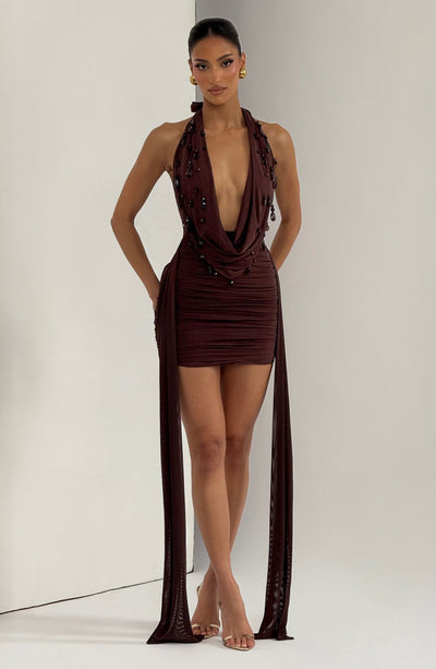 mini dress low cut Buy Plum Brown Mini Dress