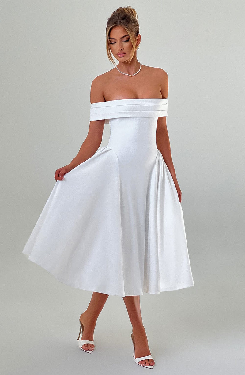 Miranda Midi Dress - Ivory Babyboo Fashion Miranda Midi Dress - Ivory Babyboo Fashion