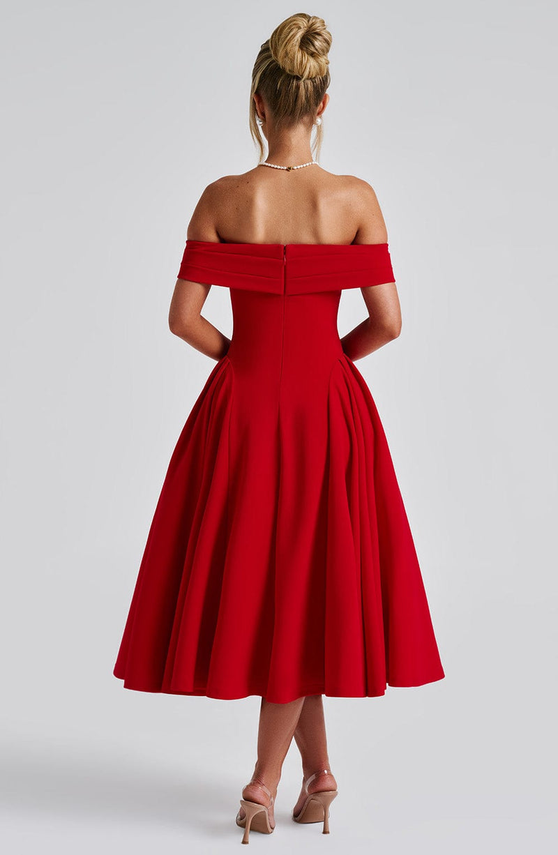Miranda Midi Dress - Red Babyboo Fashion Miranda Midi Dress - Red Babyboo Fashion