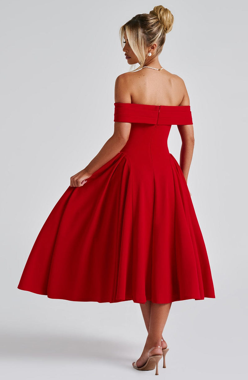 Miranda Midi Dress - Red Babyboo Fashion Miranda Midi Dress - Red Babyboo Fashion