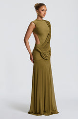 Mireya Maxi Dress - Deep Olive Dress Babyboo Fashion Premium Exclusive Design