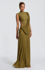 Mireya Maxi Dress - Deep Olive Dress Babyboo Fashion Premium Exclusive Design