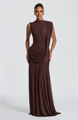 Mireya Maxi Dress - Plum Brown Dress XS Babyboo Fashion Premium Exclusive Design