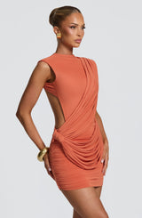 Mireya Mini Dress - Burnt Orange Dress Babyboo Fashion Premium Exclusive Design