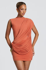 Mireya Mini Dress - Burnt Orange Dress Babyboo Fashion Premium Exclusive Design