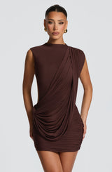 Mireya Mini Dress - Plum Brown Dress XS Babyboo Fashion Premium Exclusive Design
