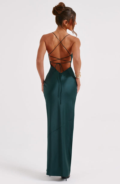 misha maxi dress emerald Mischa Dress Dress the Population