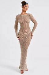 Moana Maxi Dress - Beige Dress Babyboo Fashion Premium Exclusive Design