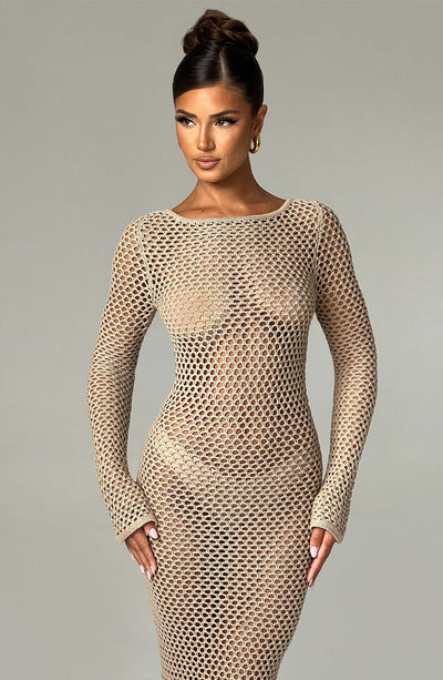 Moana Maxi Dress - Beige Dress Babyboo Fashion Premium Exclusive Design