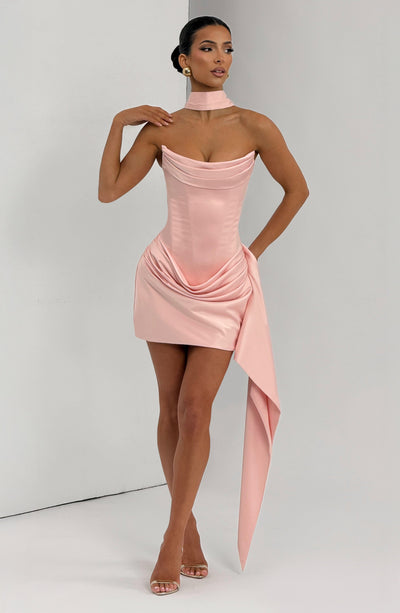 mini pink formal dress Light Pink Strapless Babydoll Mini Dress main image 0