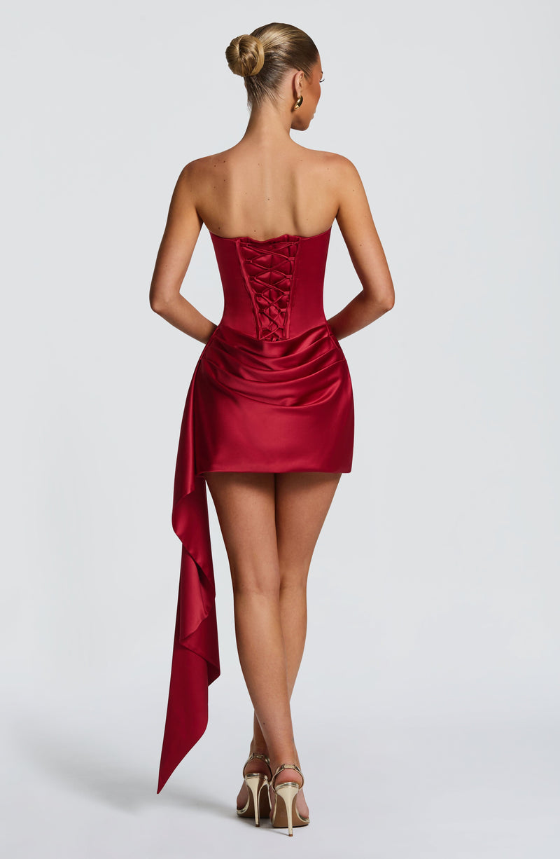 fitted lace wedding dress Mona Mini Dress - Deep Red | Mini Dress