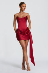 Mona Mini Dress - Deep Red Dress XS Babyboo Fashion Premium Exclusive Design