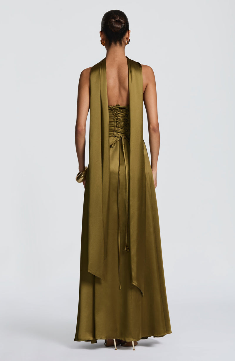 Green Maxi Dress - Morven Maxi Dress - Deep Olive