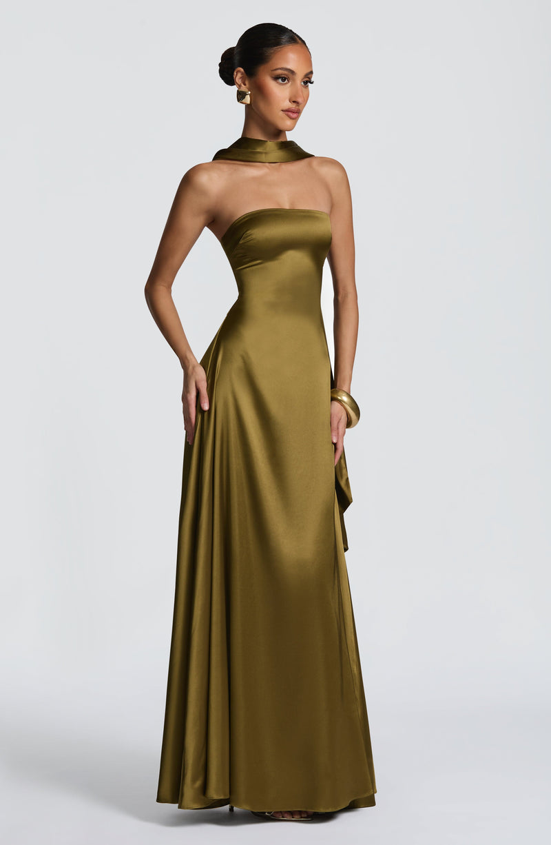 green emerald velvet dress Green Maxi Dress - Morven Maxi Dress - Deep Olive