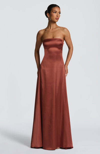 Shop the Rust Maxi Dress - Morven Maxi Dress by Babyboo Fashion