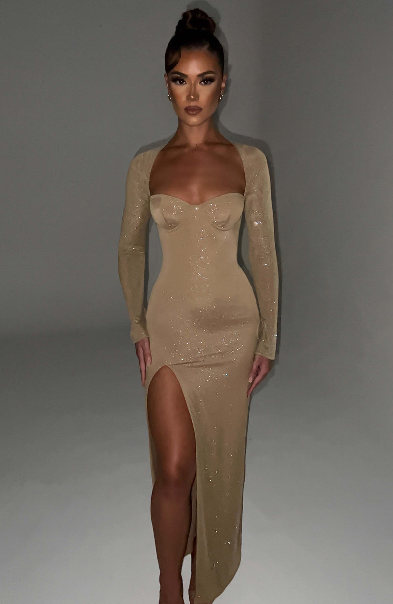 Nadia Maxi Dress - Gold Sparkle Dress XS Babyboo Fashion Premium Exclusive Design