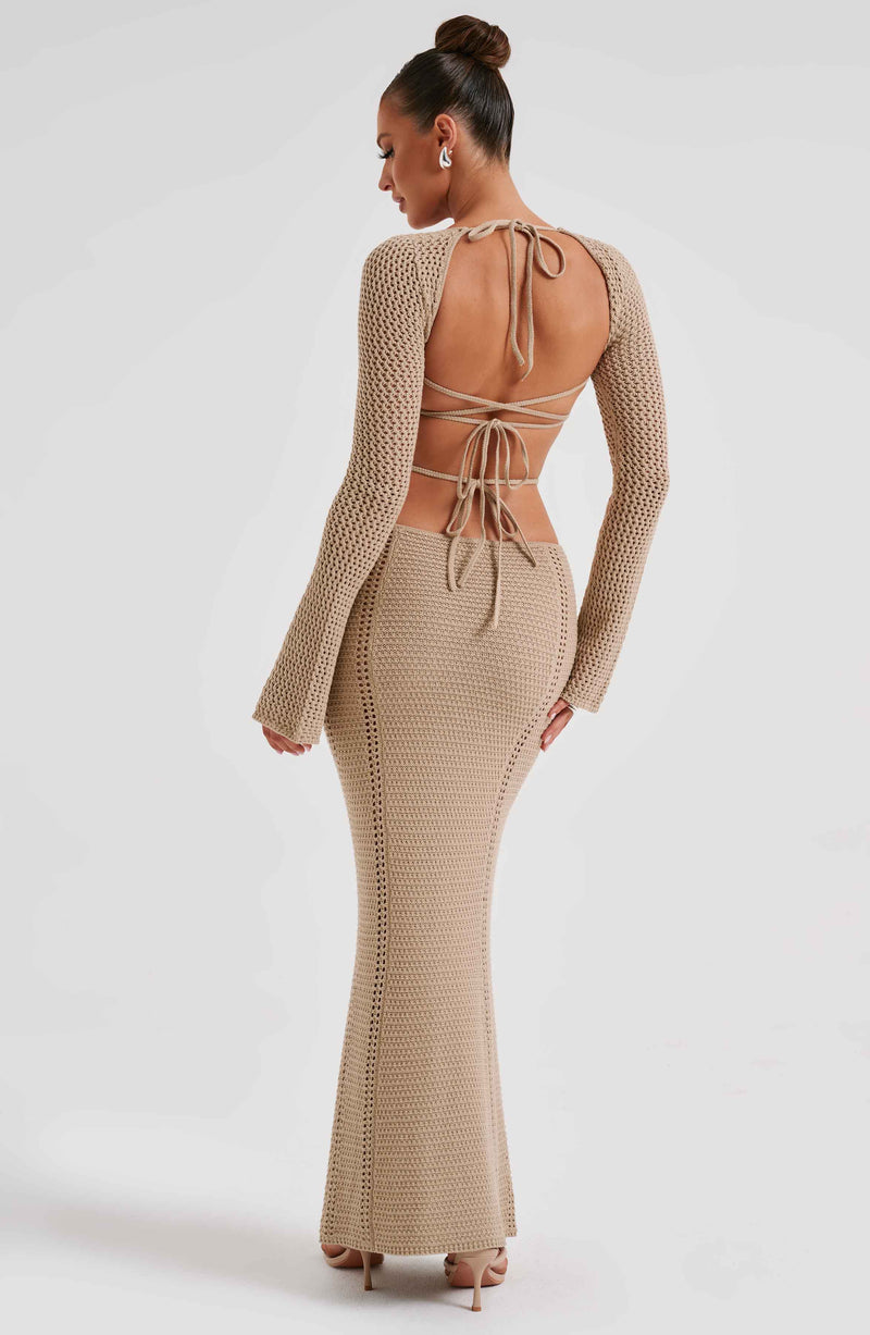 Nadine Maxi Dress - Beige Dress Babyboo Fashion Premium Exclusive Design