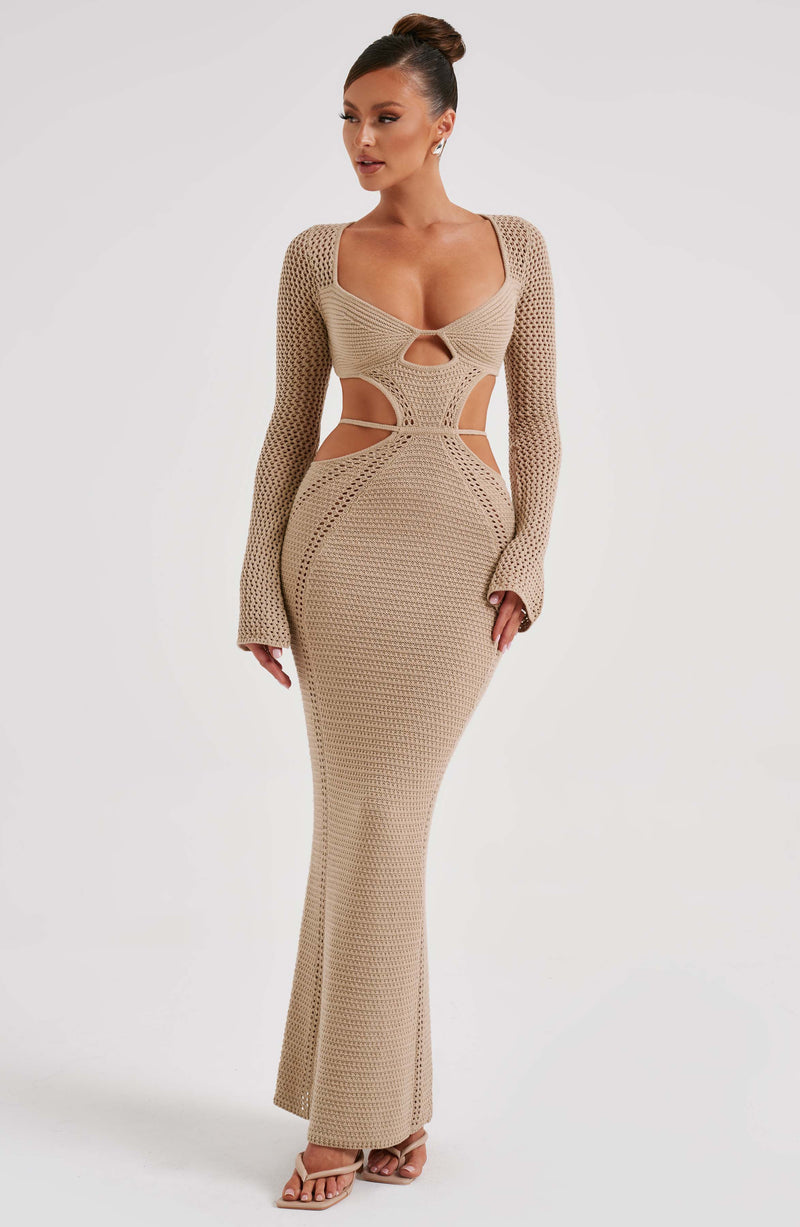 Nadine Maxi Dress - Beige Dress Babyboo Fashion Premium Exclusive Design