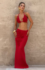 Nerida Maxi Skirt - Red Skirt Babyboo Fashion Premium Exclusive Design
