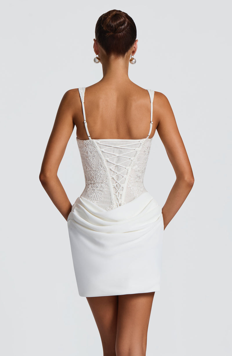 White Mini Dress - Nerina Mini Dress - Ivory | Babyboo Fashion